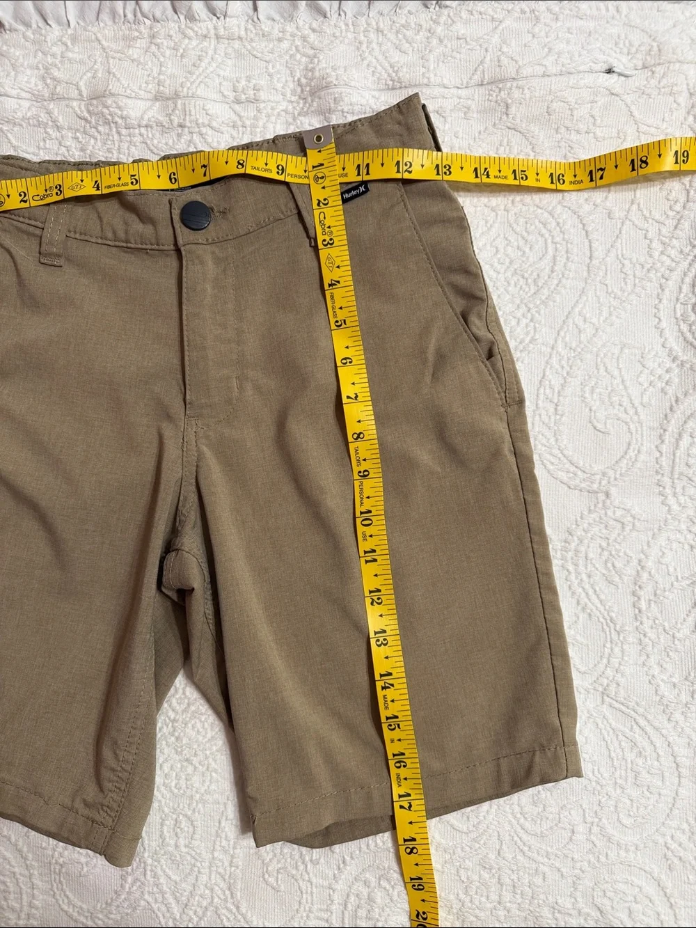 Hurley Boys Size M (10/12) Tan Chino Shorts Adjustable Waist